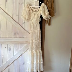 PORSHA OFF THE SHOULDER TIERED CUTOUT MAXI DRESS - Off White